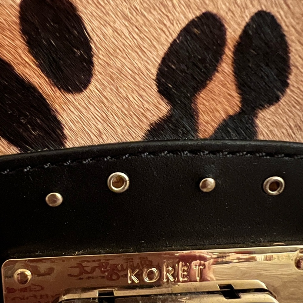 Koret Leopard Print Leather Handbag with Black Accents and studded NWOT - Picture 4 of 10